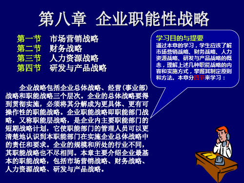 《企业战略管理》第八章:企业职能性战略