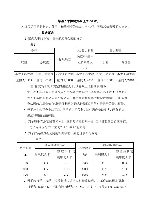 架盘天平检定规程