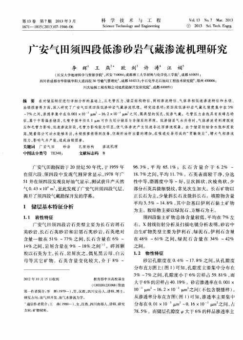 }安气田须四段低渗砂岩气藏渗流机理研究