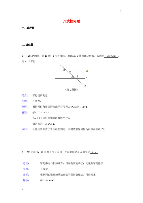 全国专卷2019年中考数学真题分类解析汇编 41开放性问题