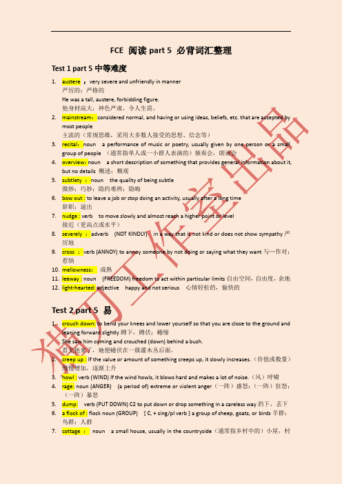 FCE阅读part5+必背词汇整理