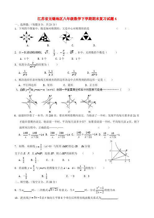 2014年春季新版苏科版八年级数学下学期期末复习试卷14