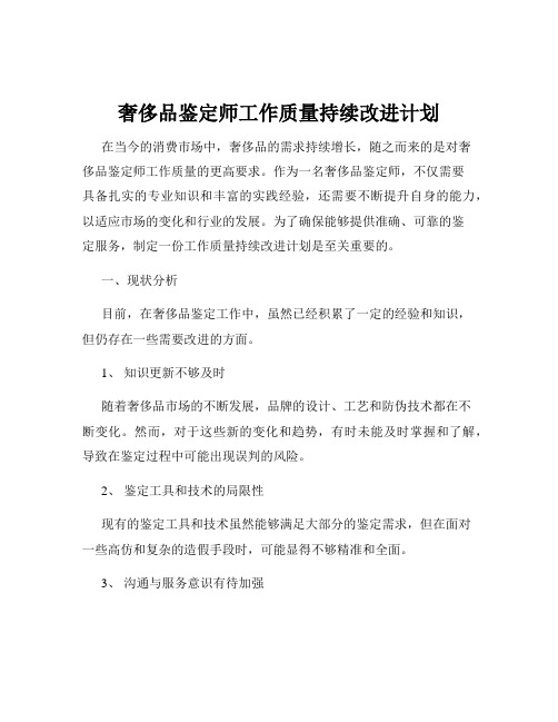 奢侈品鉴定师工作质量持续改进计划