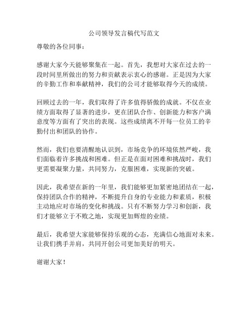 公司领导发言稿代写范文