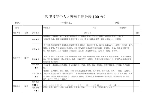 客服技能大赛评分表