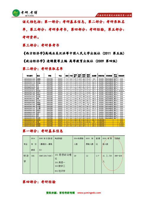 辅导-2016年中央财经大学财政学考研参考书整理-801经济学综合