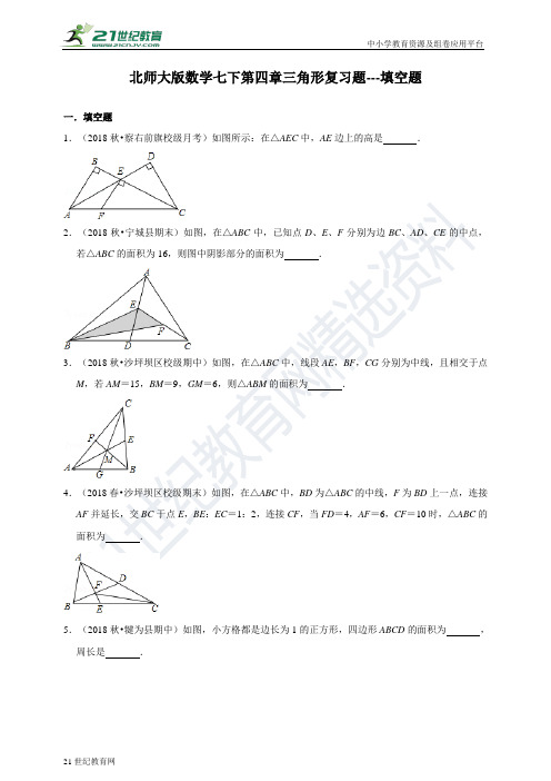 第四章 三角形复习题---填空题（含解析）