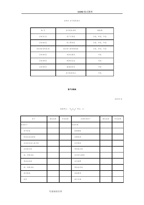 医院会计报表格式