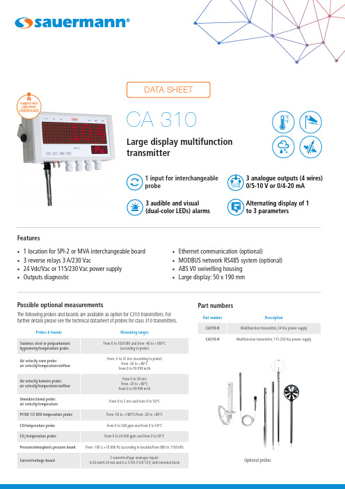 CA 310多功能传输器数据表说明书