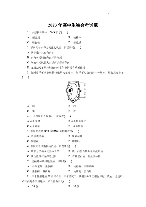 2023年高中生物会考试题及答案