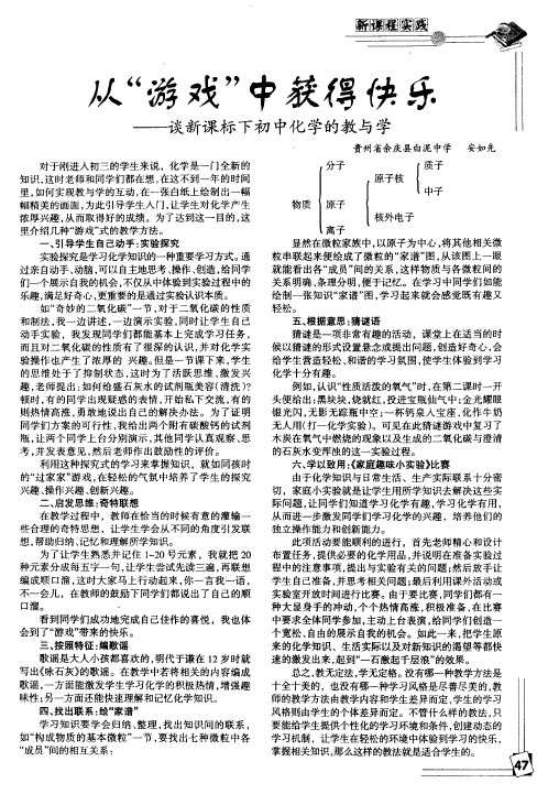 从“游戏”中获得快乐—谈新课标下初中化学的教与学