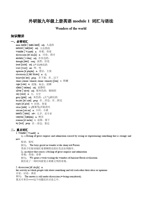 外研版九年级上册英语module 1 词汇与语法 初三