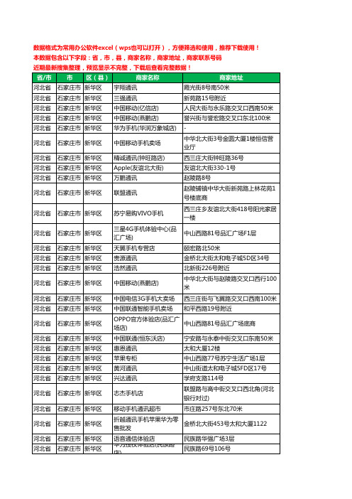 2020新版河北省石家庄市新华区手机店工商企业公司商家名录名单联系电话号码地址大全275家