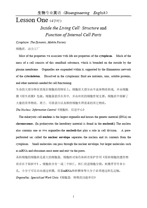 生物专业英语中英文对照