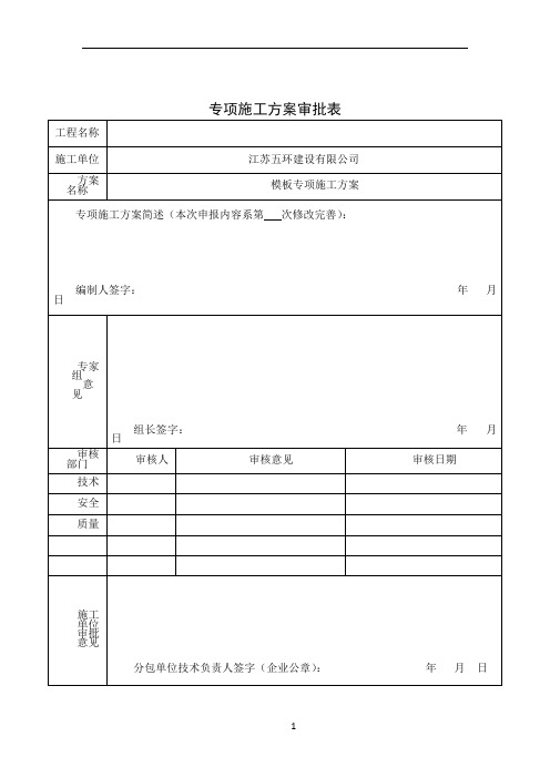 专项施工方案审批表(专家论证)