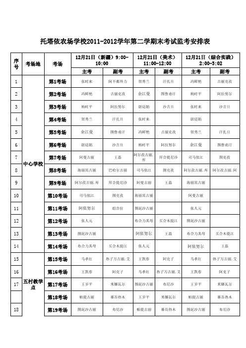 监考安排表