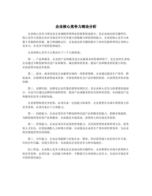 企业核心竞争力理论分析