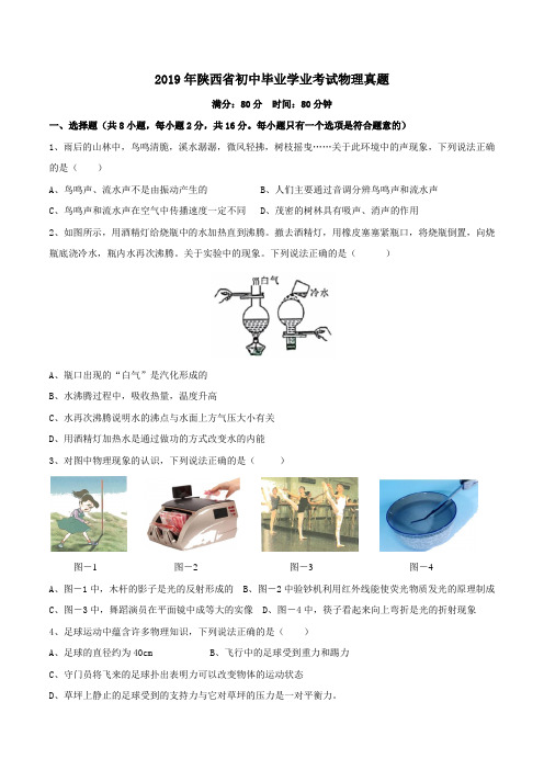 2019年陕西省中考物理真题(内含详细答案)