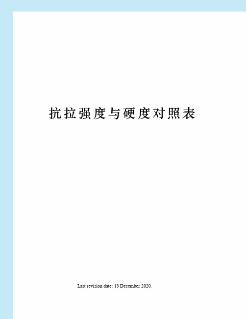 抗拉强度与硬度对照表