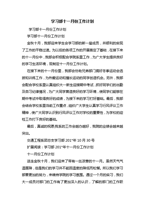 学习部十一月份工作计划