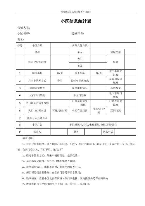 小区信息统计表