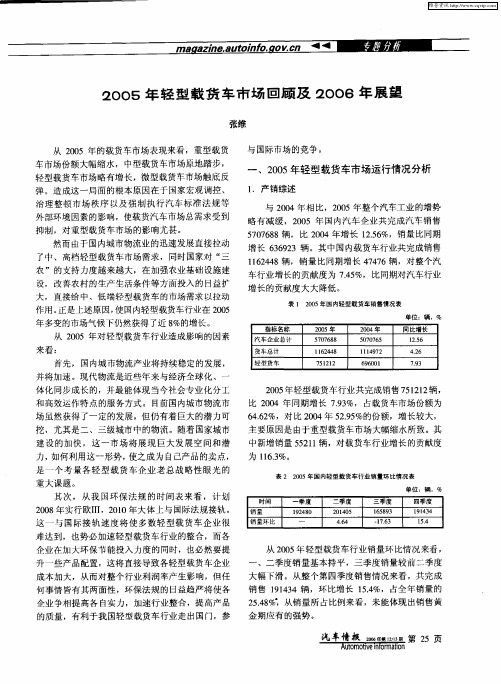 200S年轻型载货车市场回顾及2006年展望