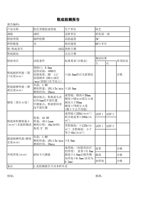 橡胶鞋底检测报告