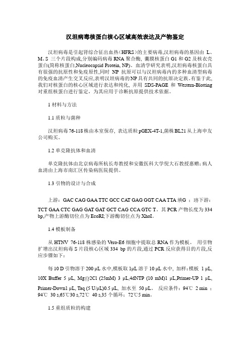 汉坦病毒核蛋白核心区域高效表达及产物鉴定