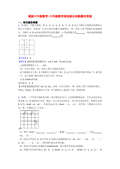 最新六年级数学-六年级数学培优综合训练题含答案