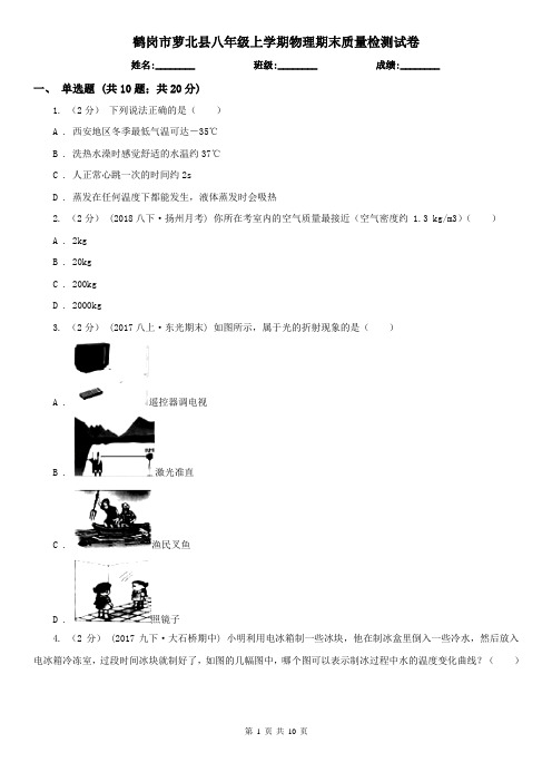 鹤岗市萝北县八年级上学期物理期末质量检测试卷