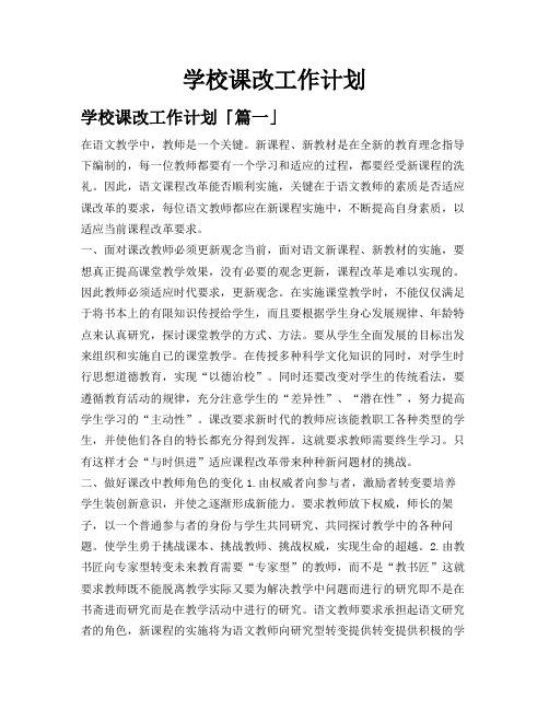 学校课改工作计划