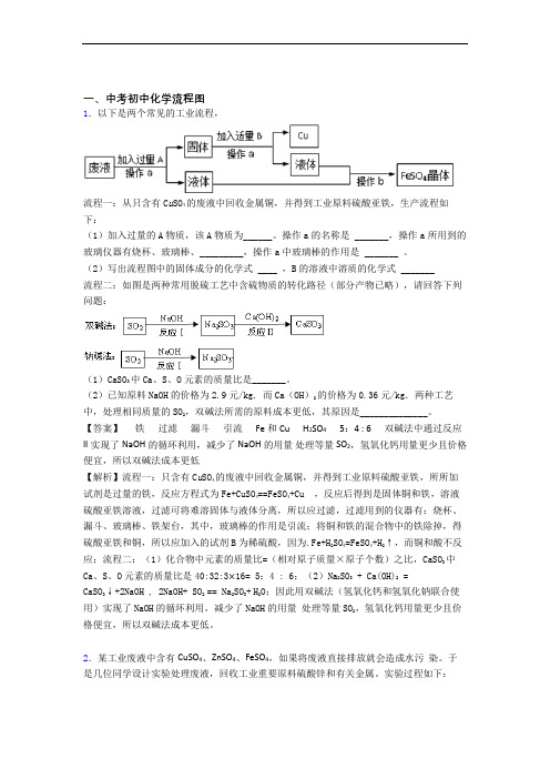 中考化学专题复习分类练习 流程图综合解答题及详细答案