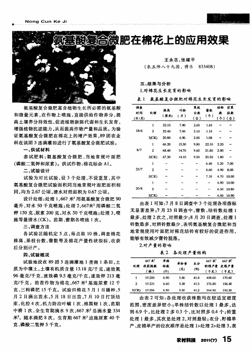 氨基酸复合微肥在棉花上的应用效果