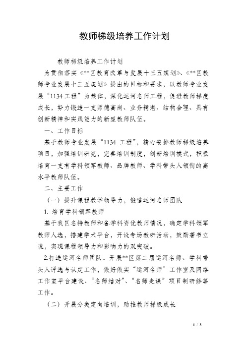 教师梯级培养工作计划