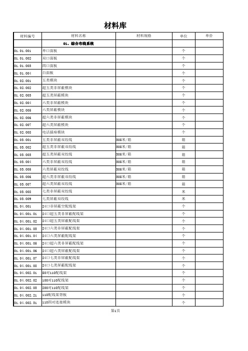 弱电材料库大全