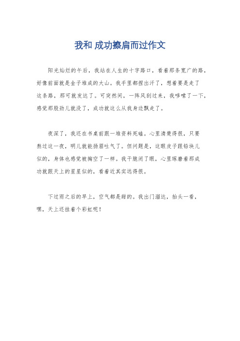 我和 成功擦肩而过作文