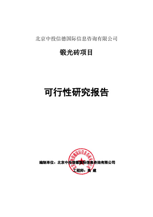 锻光砖项目可行性研究报告编写格式说明(模板套用型word)