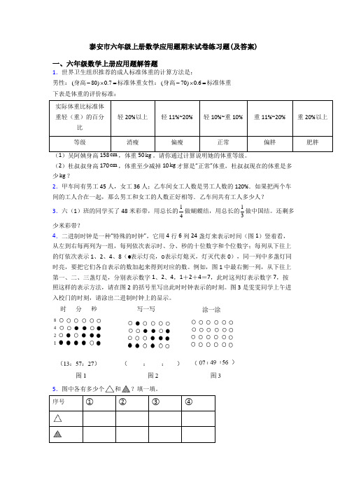 泰安市六年级上册数学应用题期末试卷练习题(及答案)