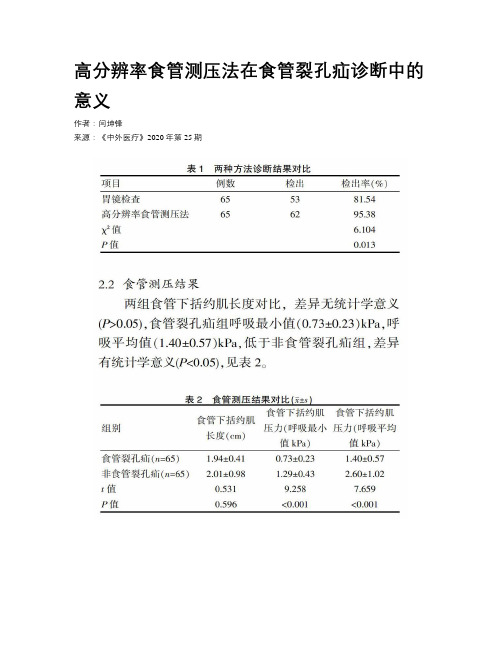 高分辨率食管测压法在食管裂孔疝诊断中的意义