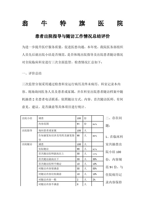 出院指导及病人随访评价与总结