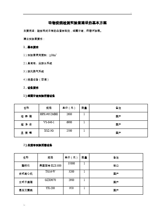 动物疫病检测实验室建设方案