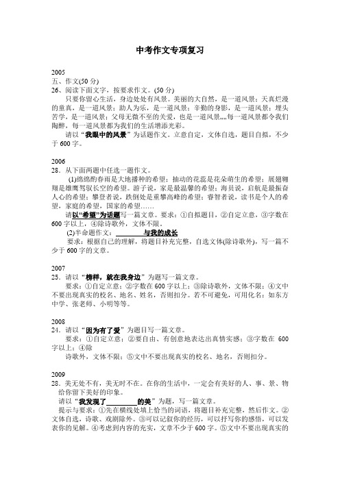 2005-2015茂名市中考作文题