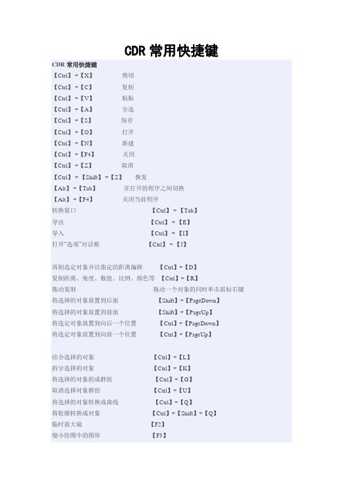 CDR快捷键大全