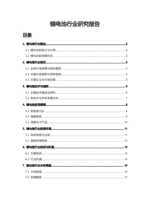 锂电池行业研究报告