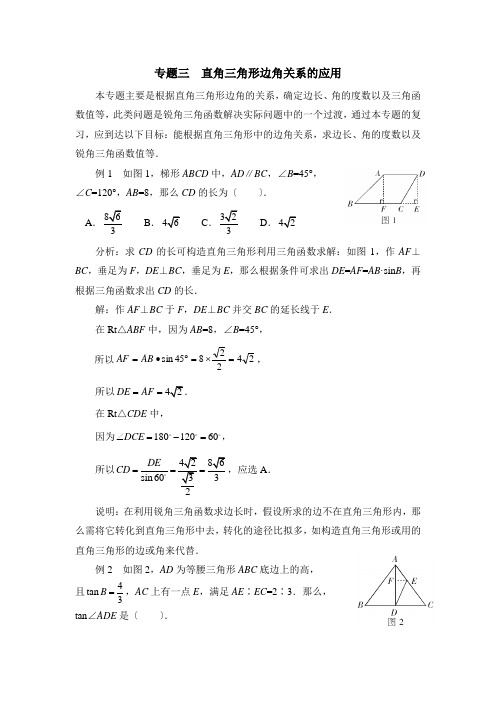 《直角三角形的边角关系》复习专题3 直角三角形边角关系的应用