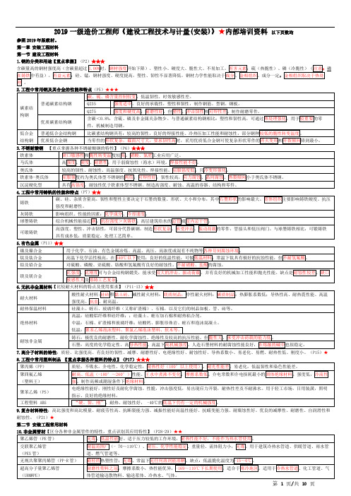 2019一级造价《建设工程技术与计量(安装)》考试知识点总结