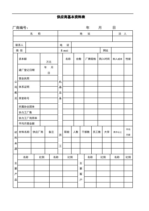 供应商基本资料表