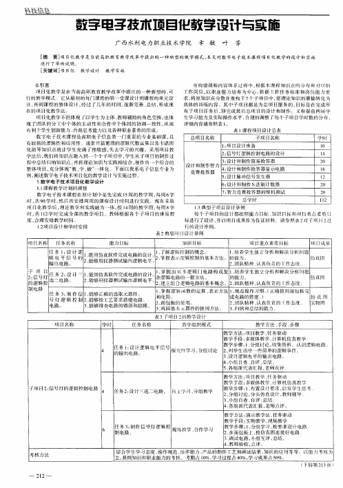 数字电子技术项目化教学设计与实施