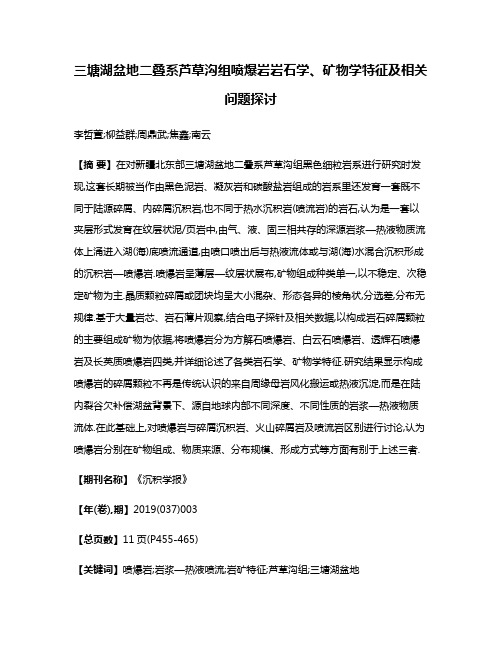 三塘湖盆地二叠系芦草沟组喷爆岩岩石学、矿物学特征及相关问题探讨