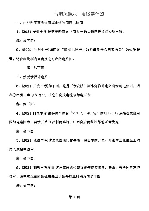 中考物理总复习专项突破六电磁学作图试题